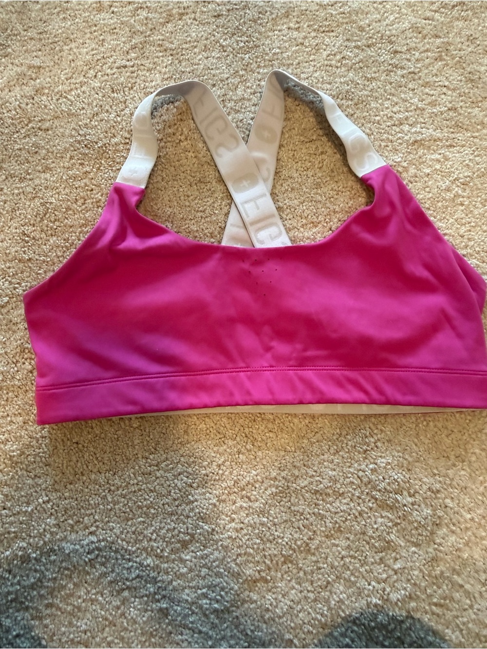 Figs Pink Sports Bra with White Crossback Straps